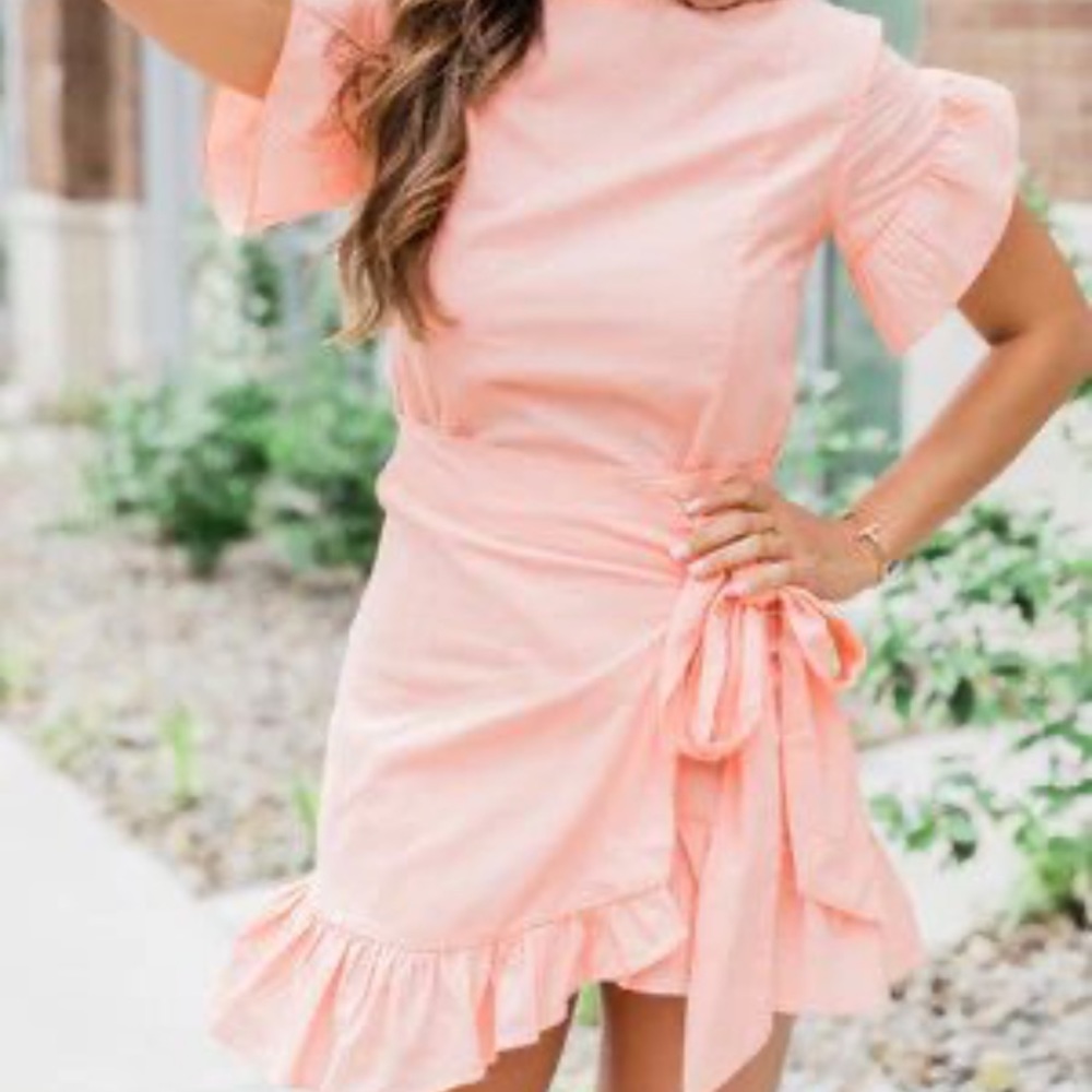 Pink Lily Shine After Sundown Peach Dress 👗
